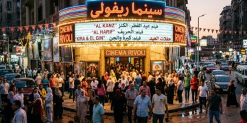 صورة توضيحية لشاشات عرض سينمائية تظهر إيرادات أفلام العيد بمصر