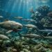 رسم تصوري لأسماك قديمة في بيئتها البحرية، يمثل اكتشاف أسماك مصرية بعمر 62 مليون سنة.