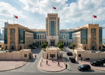 صورة لمقر حكومي في البحرين مع إشارة إلى قضية شبكة عملاء إيران في البحرين
