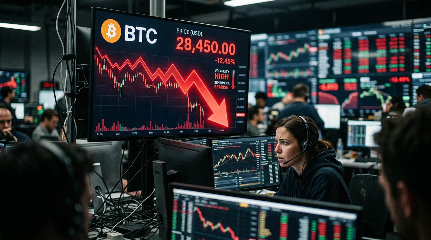 صورة تعبر عن تراجع البيتكوين في سوق العملات المشفرة