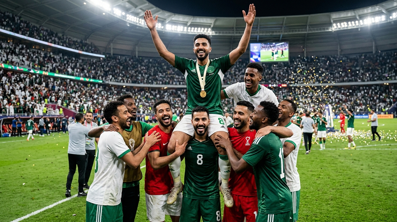 صورة توضيحية لفرق كرة قدم عربية تحتفل بمكافأة المونديال للعرب في كأس العالم الموسع 2026